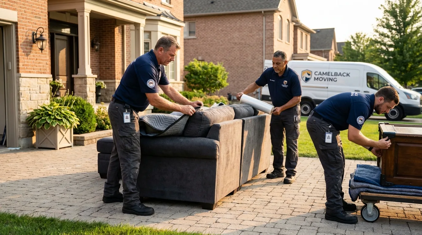 Large estate moving crew wrapping furniture in Pegram, TN