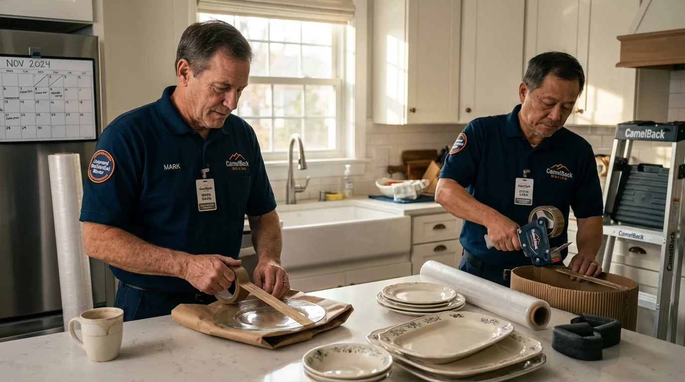 Professional crew packing kitchen dishware in Pegram, TN
